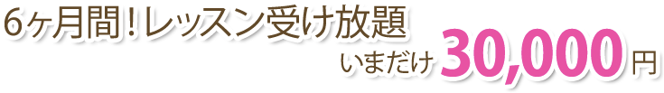 6ヶ月間!レッスン受け放題 いまだけ 30,000円!